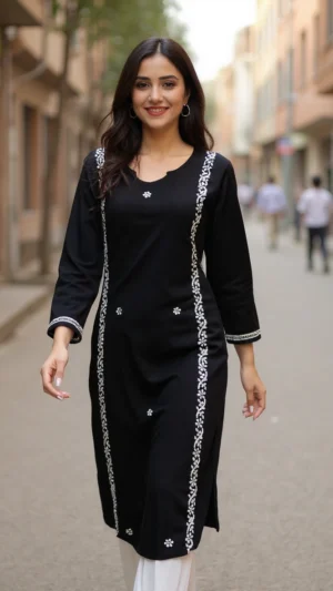 Noor-E-Kaala Chikankari Long Kurta