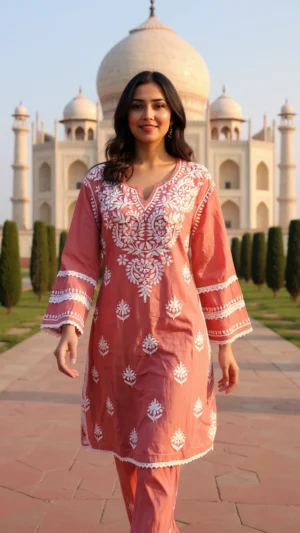 Noor Rose Chikankari Set