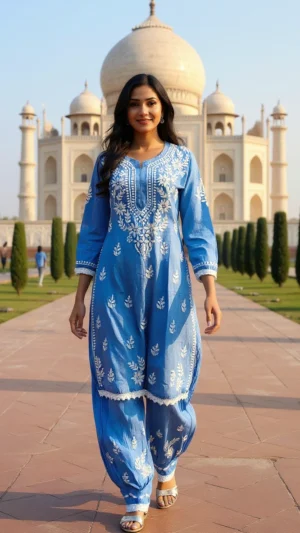 Aaral Blue Chikankari Set