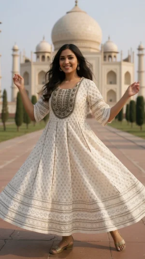 Zehra Ivory Anarkali Gown
