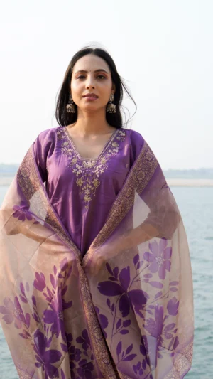 Gulbahar Plum Kurta Set