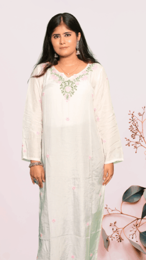 White Chikankari Long Kurta