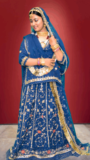 Blue Rajasthani Poshak (4-Piece Set)