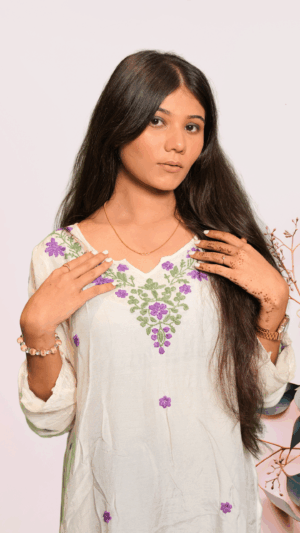 White Chikankari Long Kurta